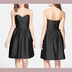 NWT Alfred Sung [SZ 16 ] Strapless Satin Fit & Flare Dress in Black